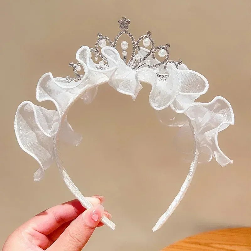1 Pc Elegant Sweet Princess Hair Band for Kids Girl Cute Crown Pearl Hair Hoop Birthday Party Children's Headwear Accessories - buythingsusa
