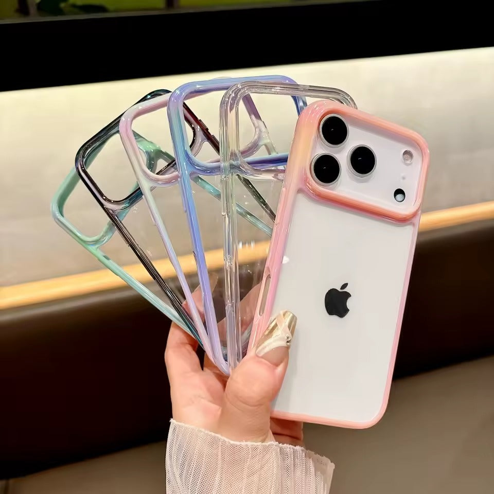Colorful Candy Color Frame Transparent Phone Case For iPhone 17 Pro Max Protect Cover -AX