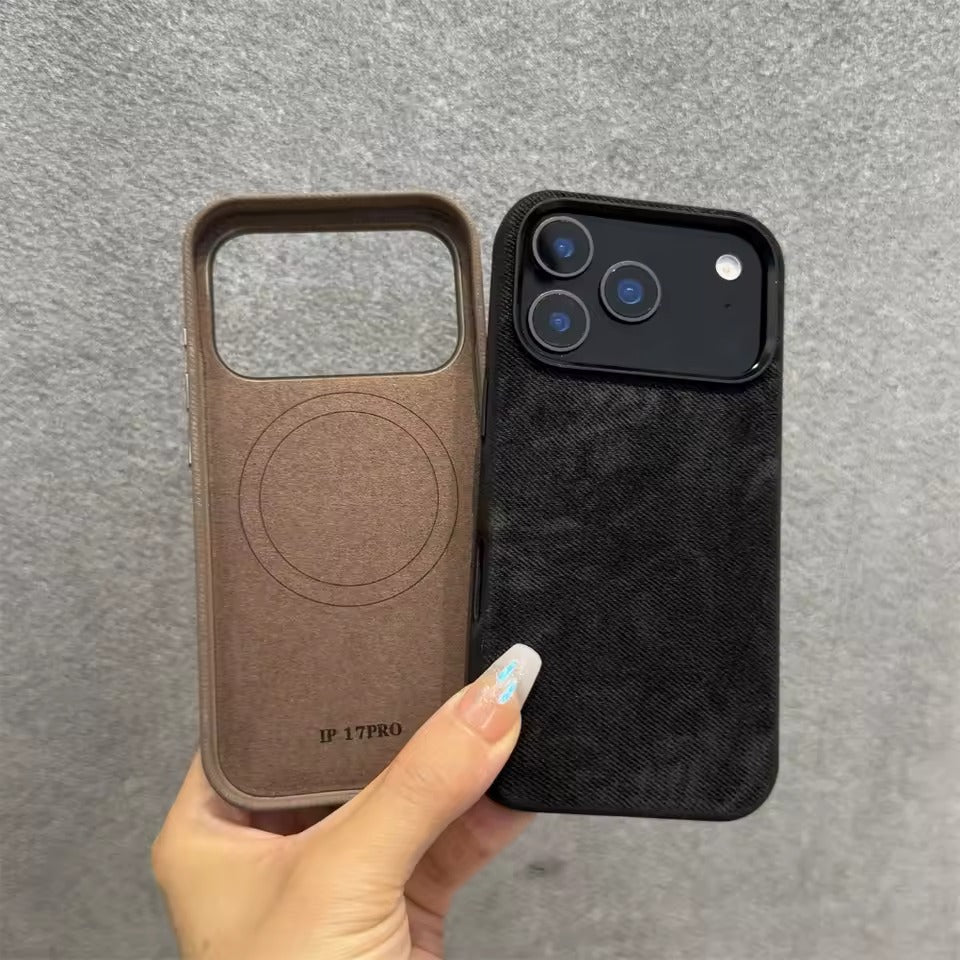 Luxury Built-in For Magsafe Flannel Case For iPhone 17 Pro Max Charge Matte Cover - AX