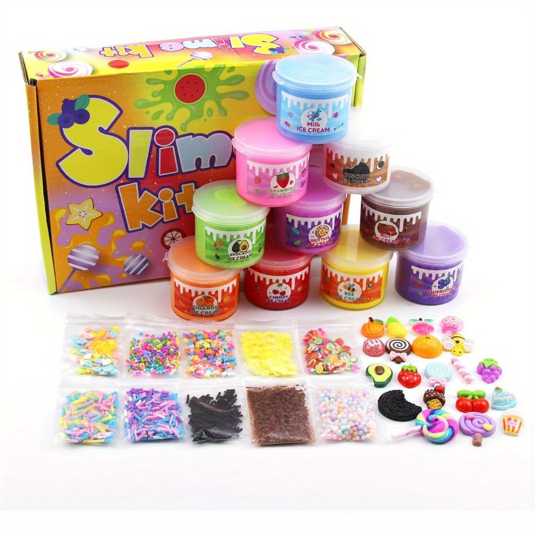 10-Pack Butter Slime Kit with Fruit Mold, Cloud Slime Kit for Girls & Boys - Fun Slime Party Preference Kit - Non-Toxic Slime - Perfect Gift for Kids