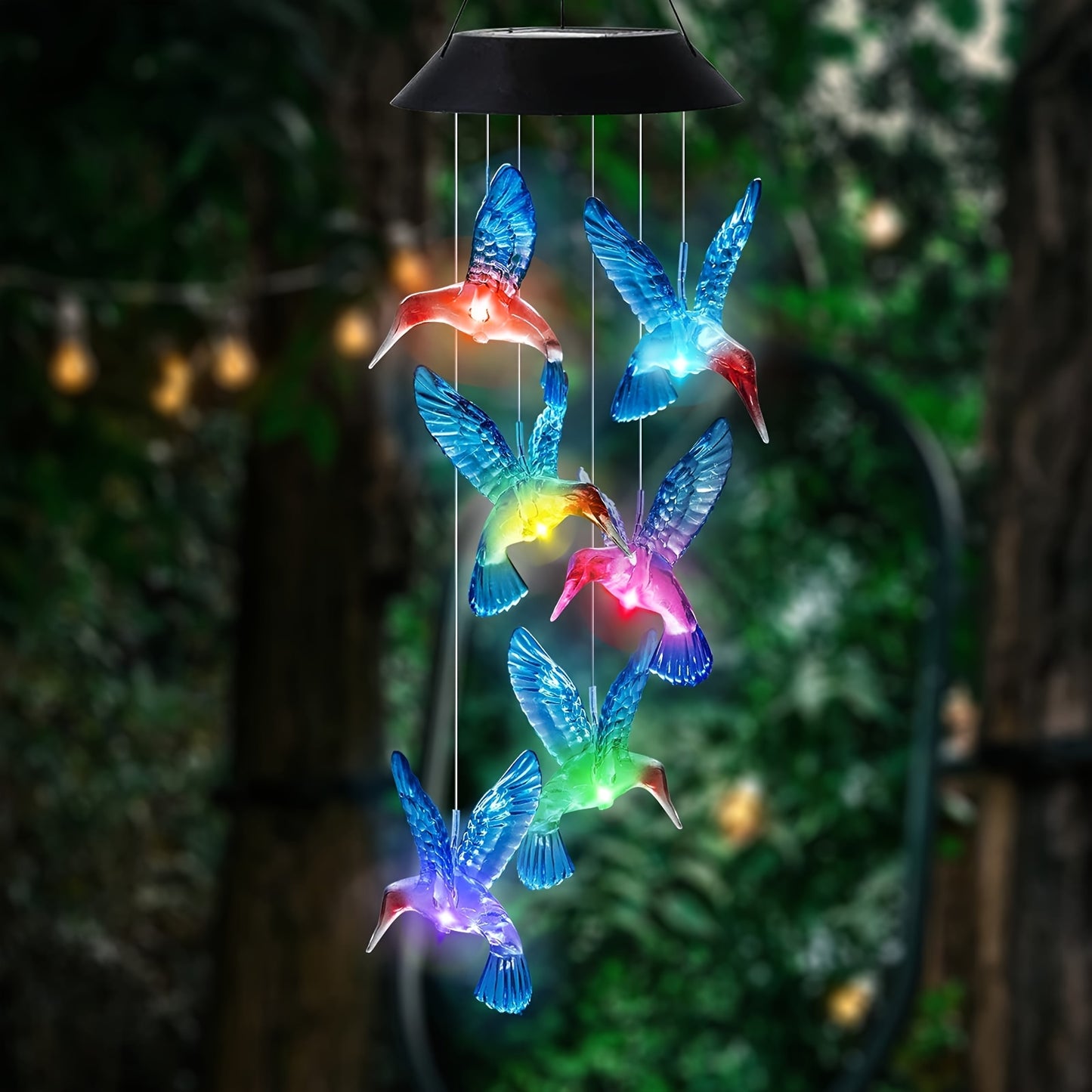 Beautiful Blue Solar Wind Chimes - Add Colorful Ambiance To Your Outdoor Space! - Solar Powered - For Garden, Patio, Backyard - Perfect Gift for Nature Lovers