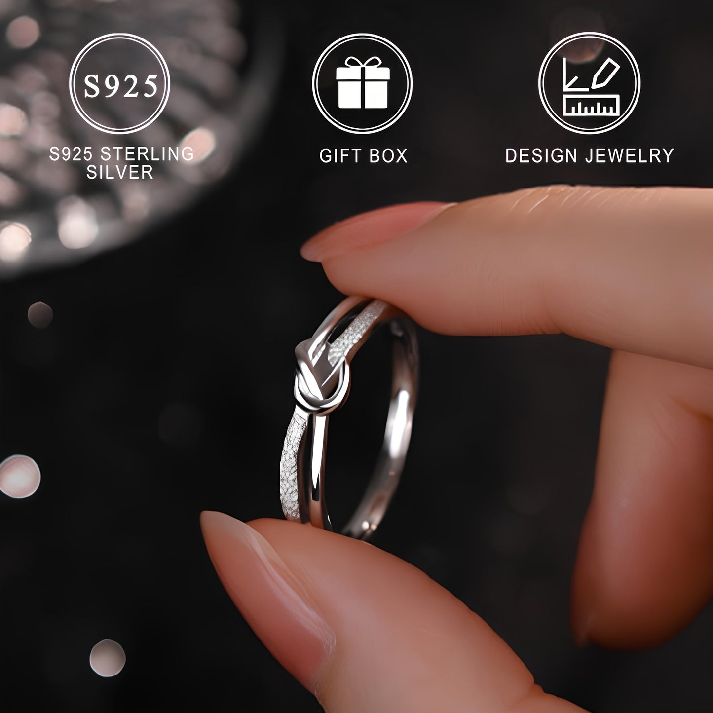 Mobius Ring - 925 Sterling Silver, Butterfly Knot Design, Elegant and Simple Band Jewelry, Gift Box, Perfect for Girlfriend, Women's Jewelry Gift