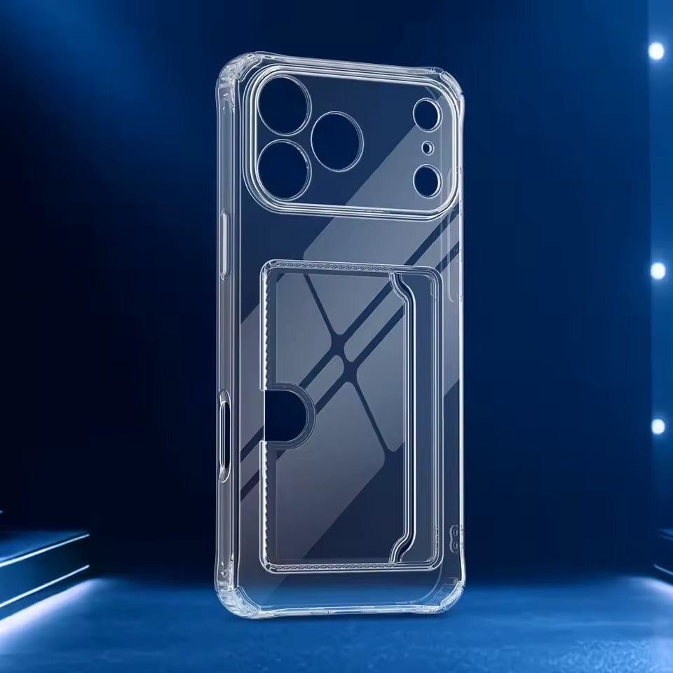 Silicone Clear Case for iPhone 17 Pro Max Back Card Pocket Cover - AX