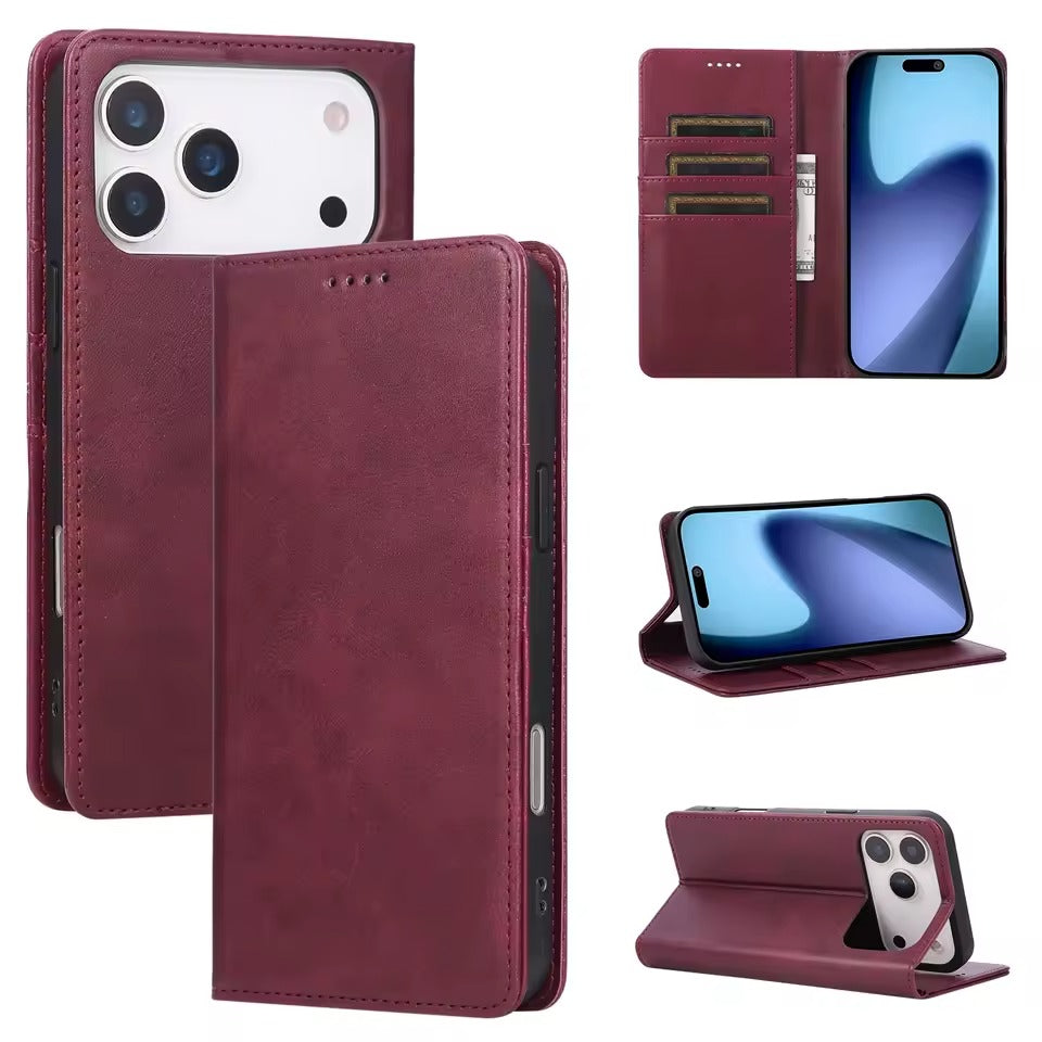 Leather Wallet for iPhone 17 Pro Max Cover Protective Magnetic With Picture Frame -AX