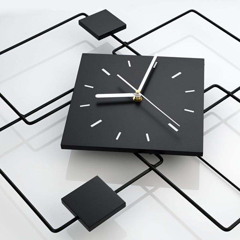 Modern Black Metal Geometric Wall Clock