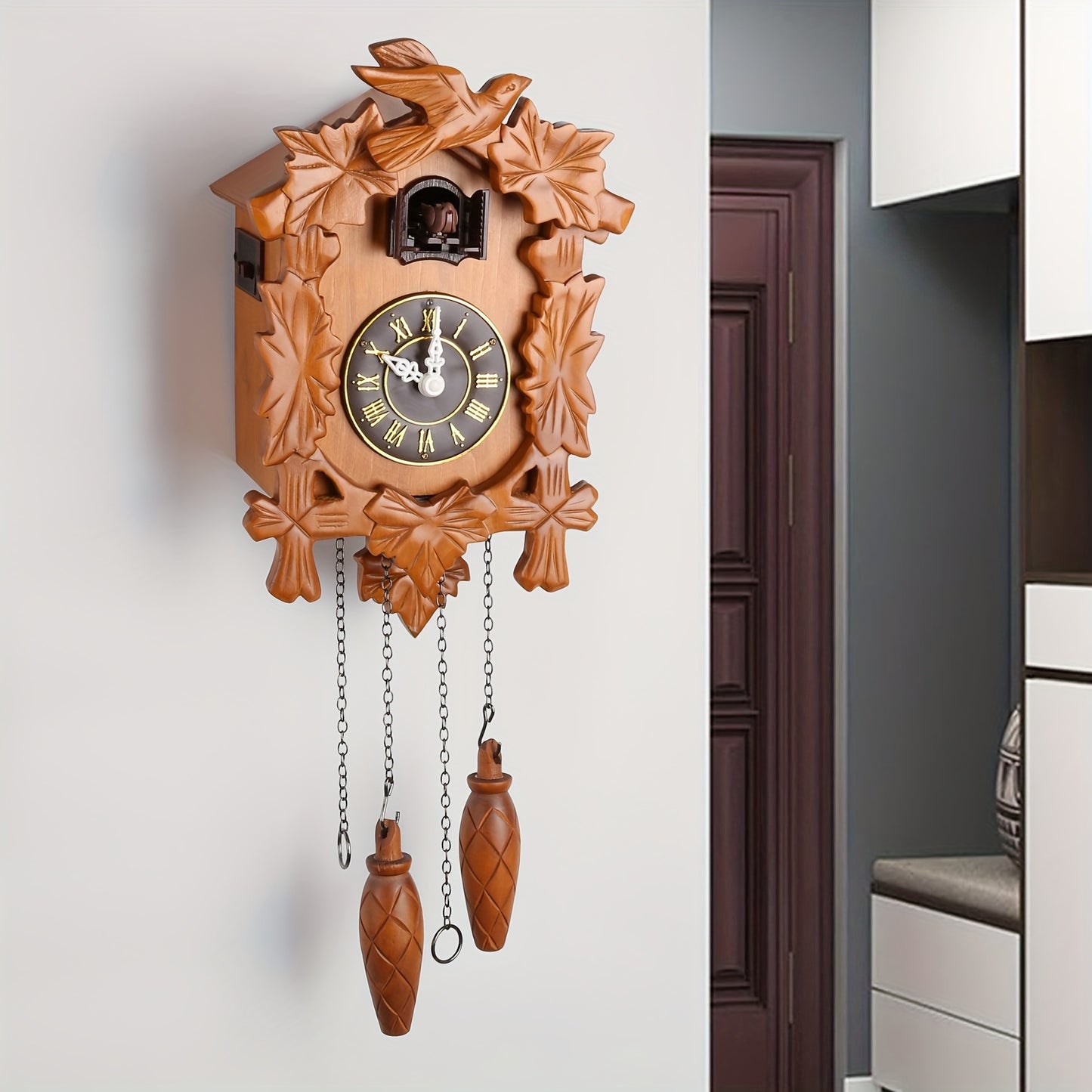 1pc Handcrafted Wooden Cuckoo Clock, MX025, with Auto-Shut-Off Chime...