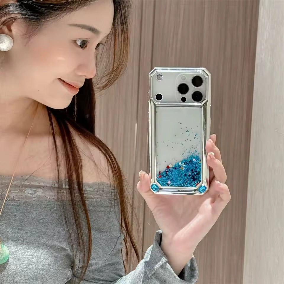 17 ProMax Flowing Sand Phone Case For Glitter Quicksand Airbag Drop Protection Shell -AX