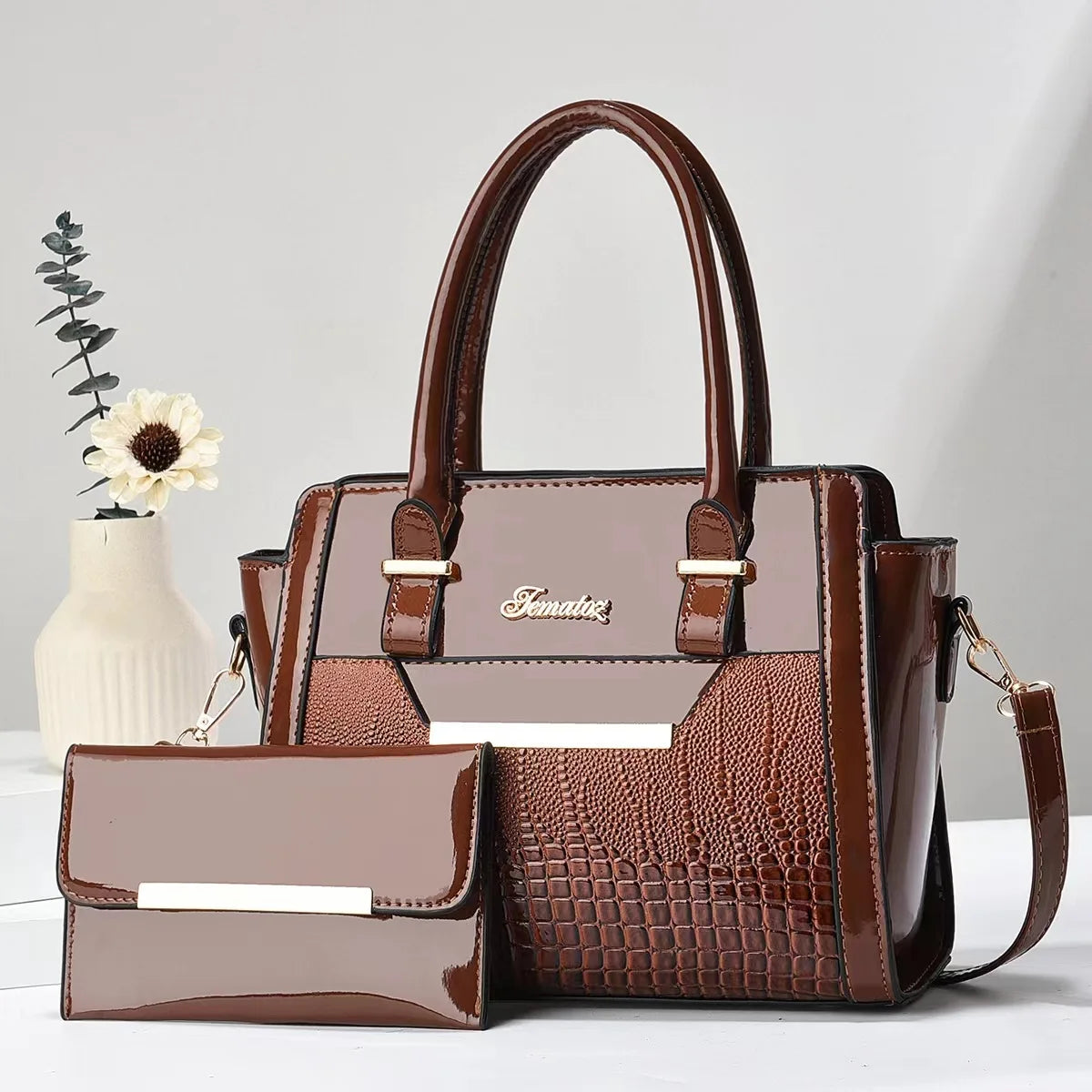 Wholesale Supplier Crocodile Leather Crossbody Bag Women's Two-piece Set PU Cross Bags for Women Bags Women Handbags Ladies