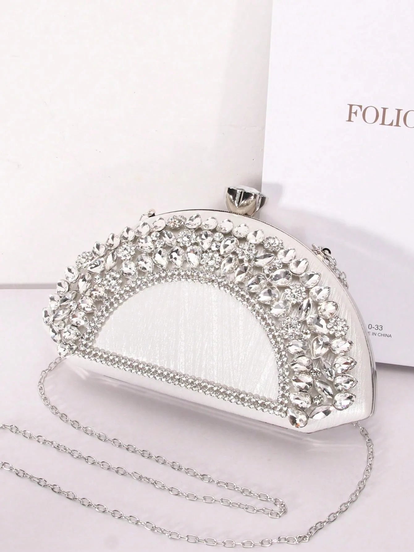 Factory Party Gathering Designer Taschen Evening Bags New Fan-Shaped Rhinestone Crossbody Bag Pu Clip Buckle Ladies Purse Luxury