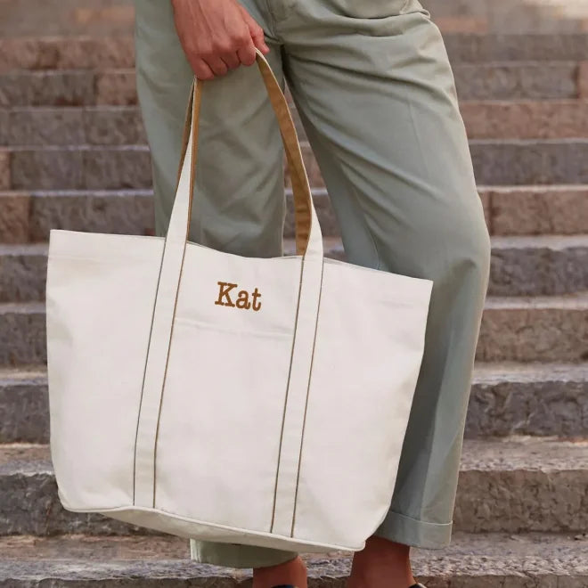 Wholesale Personalised Tote Bag Canvas Tote Bag with Zipper Custom Handbag Embroidered with Name