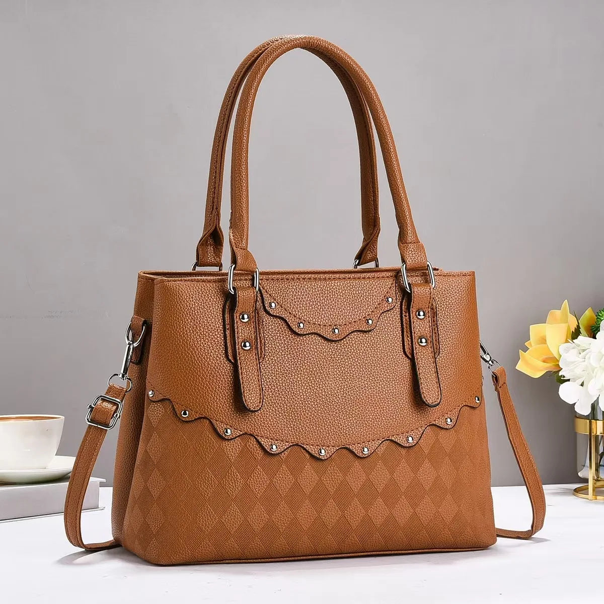 Classical Pure Color Single Shoulder Crossbody Bag Large Capacity square PU Handbag Diamond Lattice Fashion Bags for Women