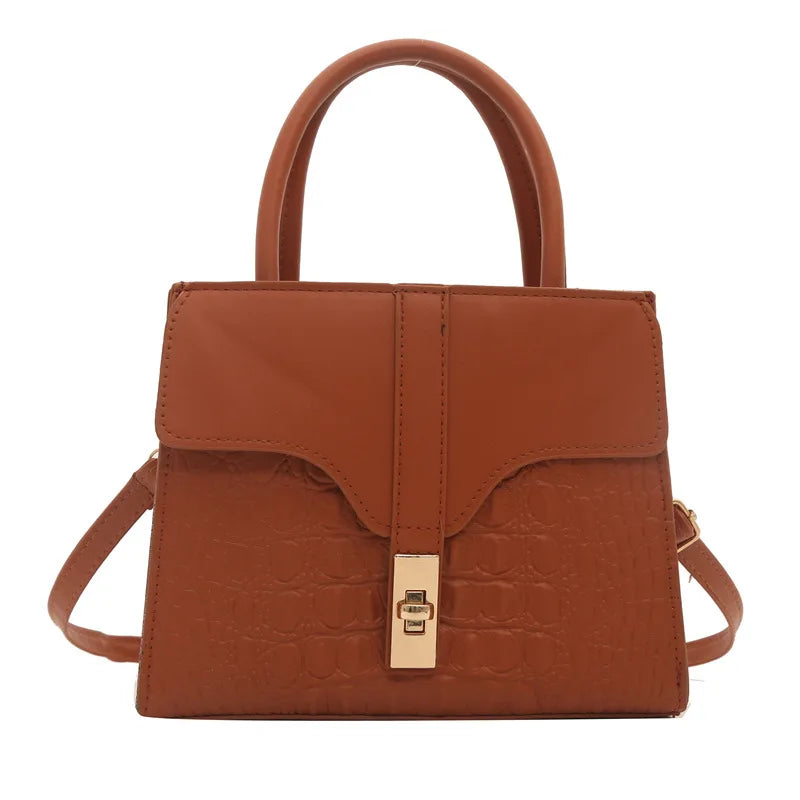 PU High-quality Lock Small Square Bag Spring and Autumn New Versatile Women's Handbag Multi-color Crocodile Handbag Design