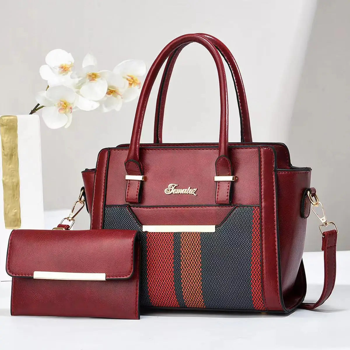 Wholesale 2025 New Large-Capacity Splicing 2-Piece Bags Fashion Pu Womens Designer Handbags Famous Multi-Compartment Tote Bag