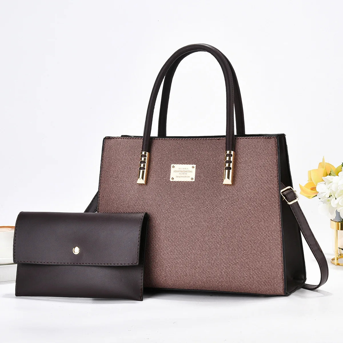 Online Wholesale Supplier Fashion Single Shoulder Canvas Crossbody Bag 2 in 1 Ladies Handbags Womens Purses and Handbags