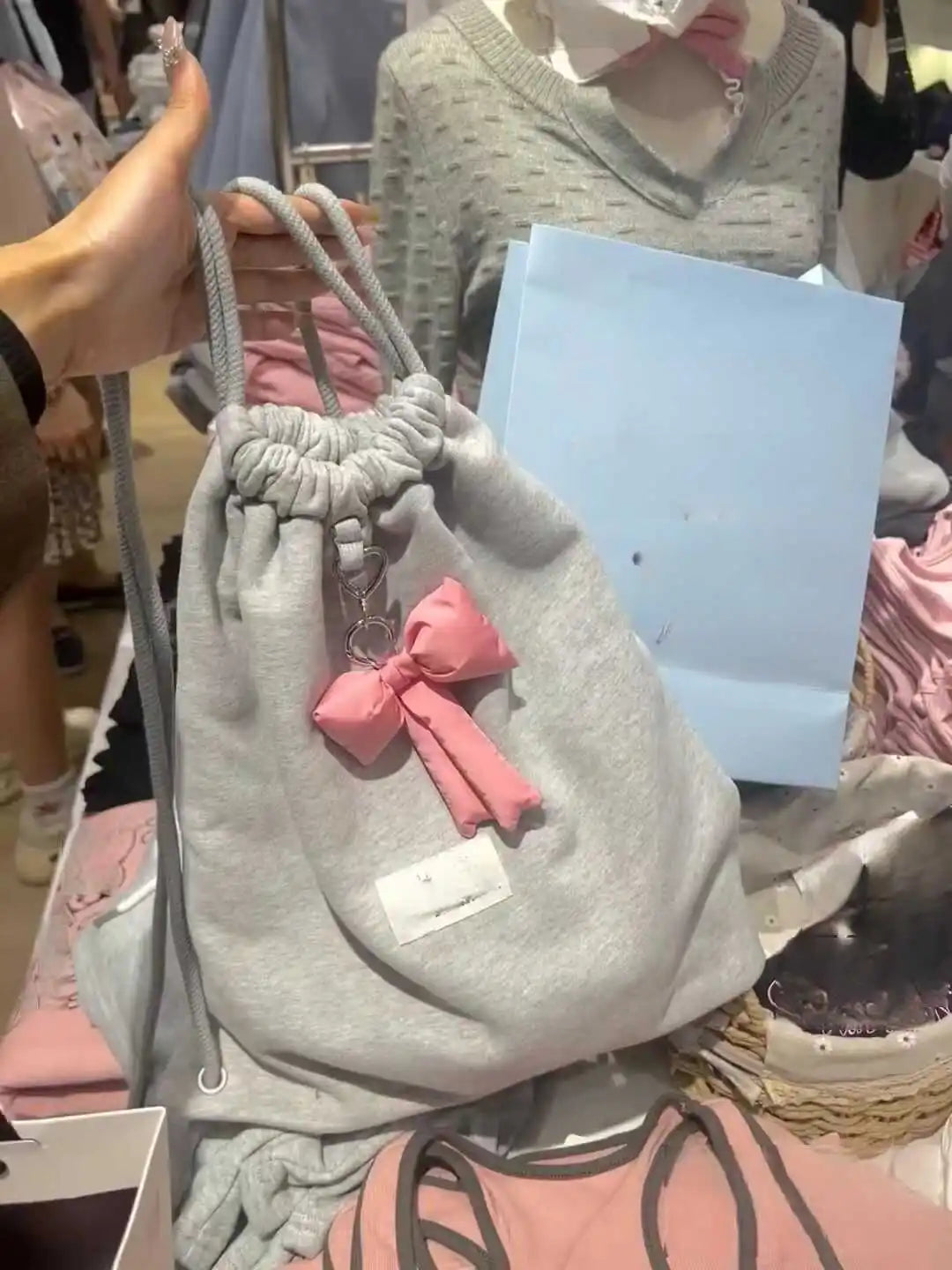 Waterproof Bow Drawstring Casual Backpack for Girls Simple Versatile Sports Bag Cross Bags for Women