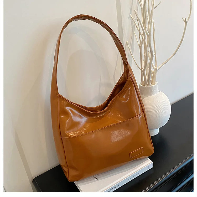 Classic Retro High-End Women's Designer Shoulder Bag Large Capacity Zipper Cross-Border Direct Source PU Material Large Capacity