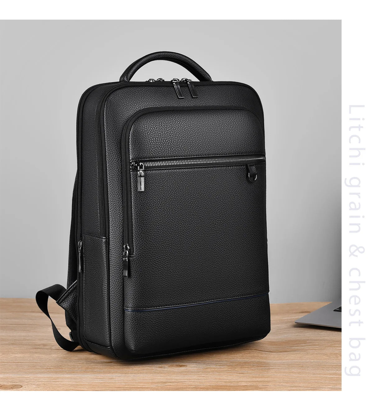 New Stylish Lightweight Double-shoulder Bag for Men Business High-end Computer Bag PU Large Capacity Travel Backpacks