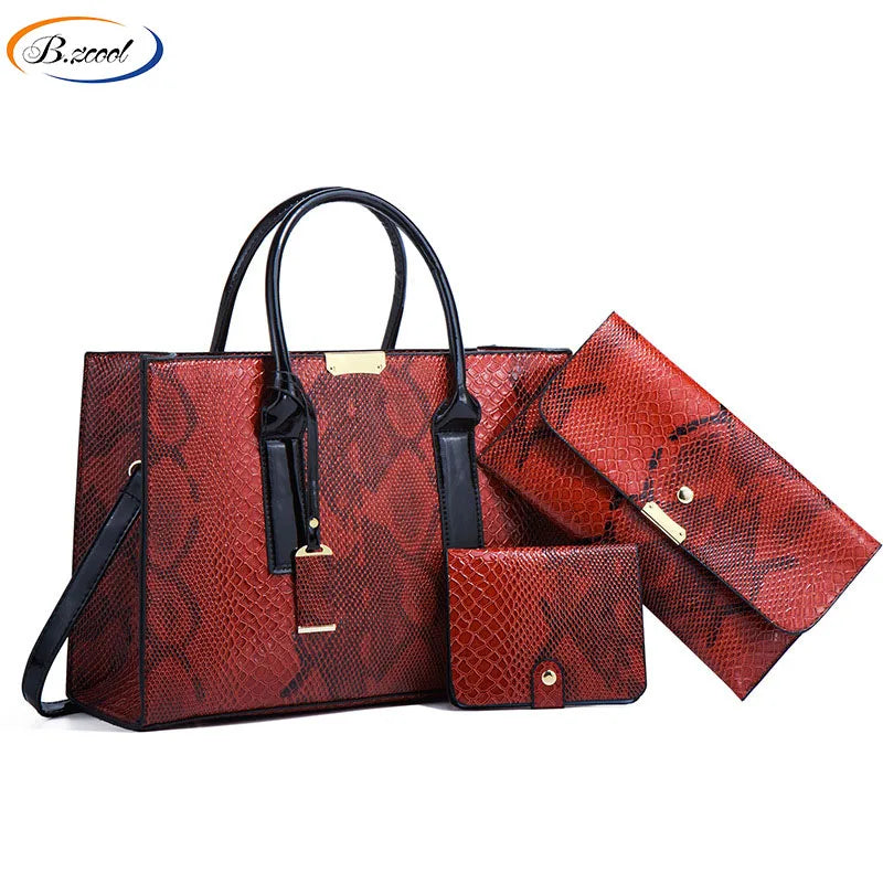 New Snake Grain Handbags Fashion a Set of 3 Pure Color Women Bags Shoulder Bag Wholesale Manufacturer Woman Bags Luxury RY73187