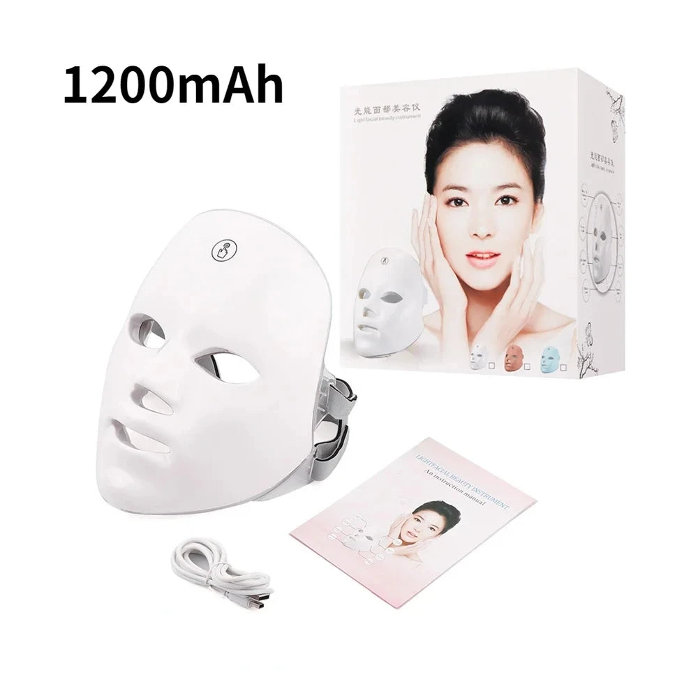 Wireless LED Face Mask Red Light Photon Therapy Anti-Aging Anti Wrinkle Acne Removal 7 Color Facial Mask Skin Care Beauty Device