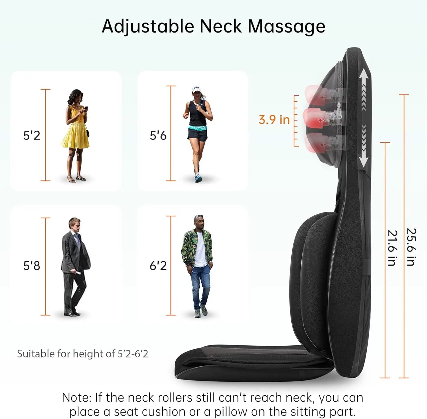 Neck and Back Massager with Heat, Full Body Massage Chair Pad with Compression, Shiatsu Kneading Seat Portable