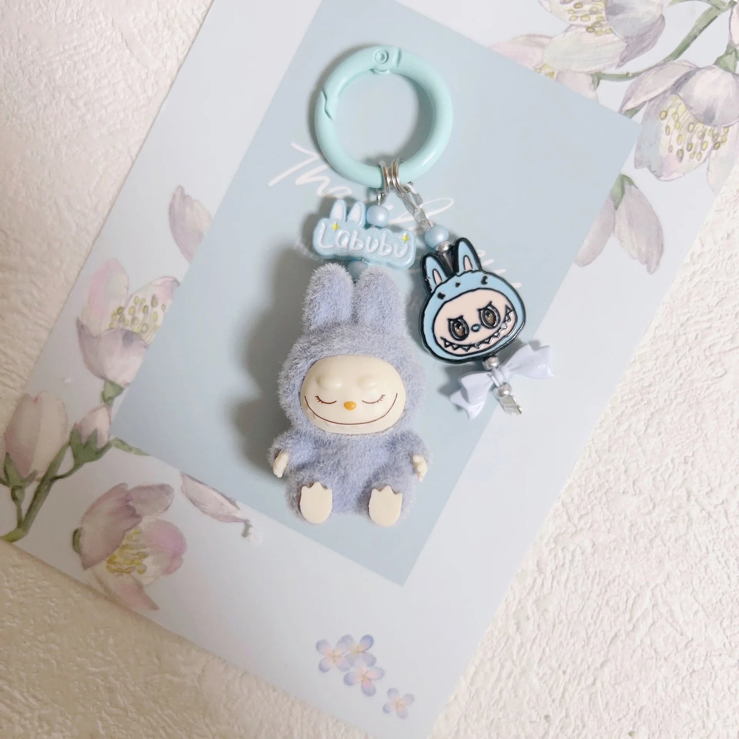New Labubu Doll Vinyl Mobile Pendant Keychain Handmade DIY Car Pendant Christmas Gift