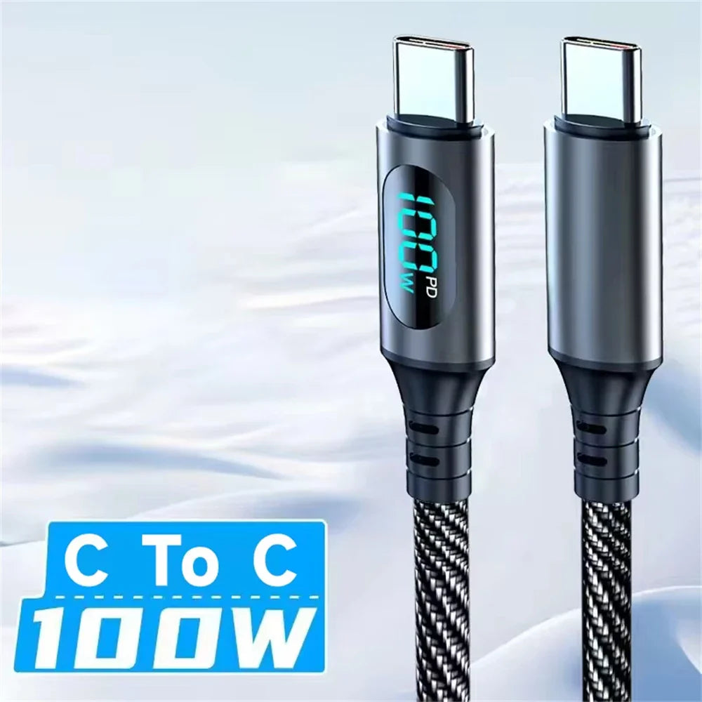 NNBILI Aluminum alloy 6A 120W USB A to Type C Digital Display Cable