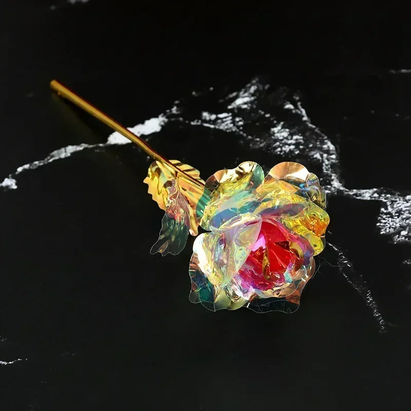 Valentine's Day Creative Present 24K Foil Plated Rose Gold Rose Lasts Forever Love Wedding Decor Lover Lighting Roses