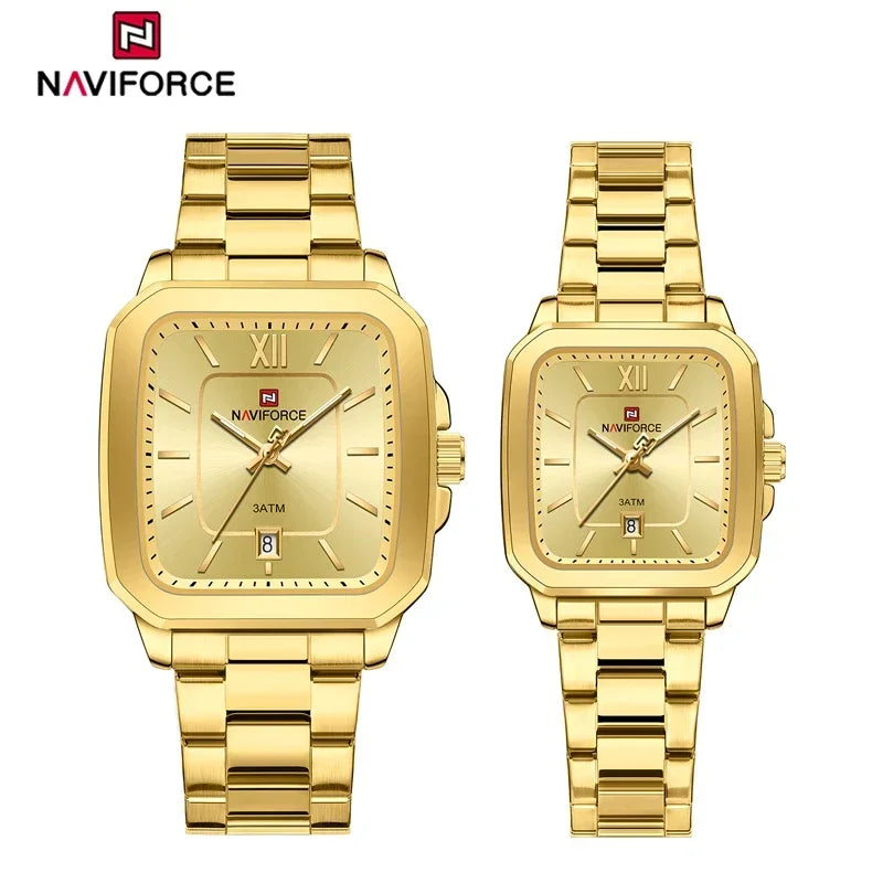 NAVIFORCE Casual Sport Watch for Lover Stainless Steel Band