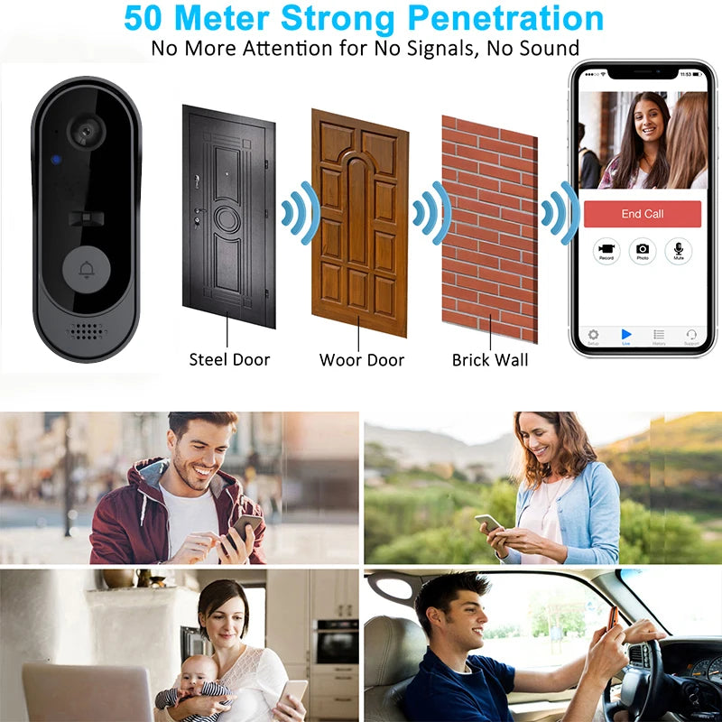 Tuya Smart Doorbell Camera Wifi Waterproof Outdoor Wireless Doorbells Intercom Video Eye Digital Door Peepholes Home Ring Bell