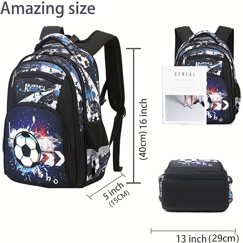 Cusangel Boys' Soccer-Themed Backpack -Compartment school bag
