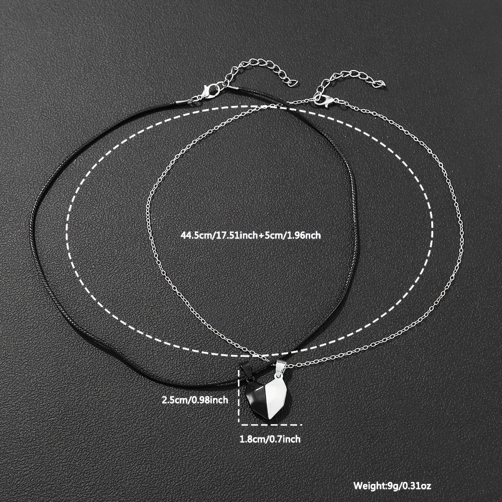 4pcs Chic Couples' Quartz Watch Set with Steel Bands & Magnetic Heart Necklaces