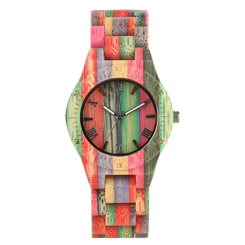 Women Quartz Bamboo Watches Wooden Watch Couple Watches Natural Multi - Colored Bracelet Lovers New Concept Wood Wristwatch - buythingsusa