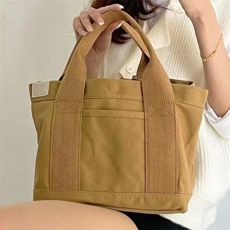 Women's Tote Bag Canvas Sewing Thread Large Capacity Advanced Sense Handbag Convenient Practical Female's Commuter Bag - buythingsusa