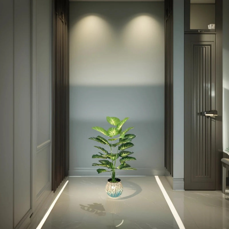 Giant Artificial Money Plant Leaves - Featuring 24 Large Leaves, This Wide-Leaf Decorative Piece Creates A Tropical Rainforest Style. Suitable For All Seasons, It Can Be Used Both Indoors And Outdoors As A Potted Artificial Tree. Pot Not Included