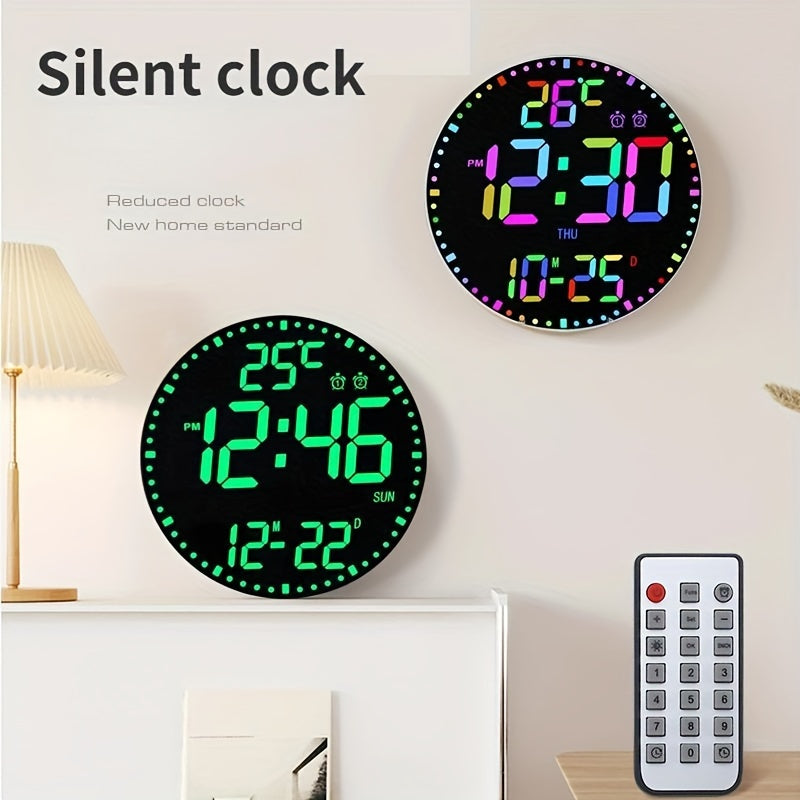 1PC Colorful Electronic Clock, Circular LED Mirror Clock,