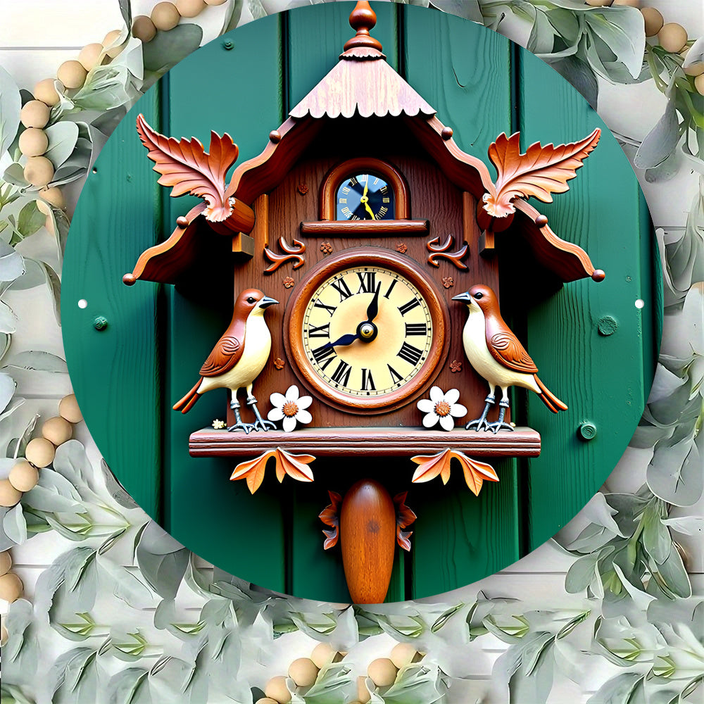 Vintage Floral Birdhouse-Style Metal Wall Clock