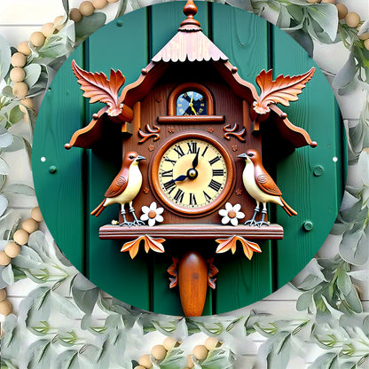 Vintage Floral Birdhouse-Style Metal Wall Clock