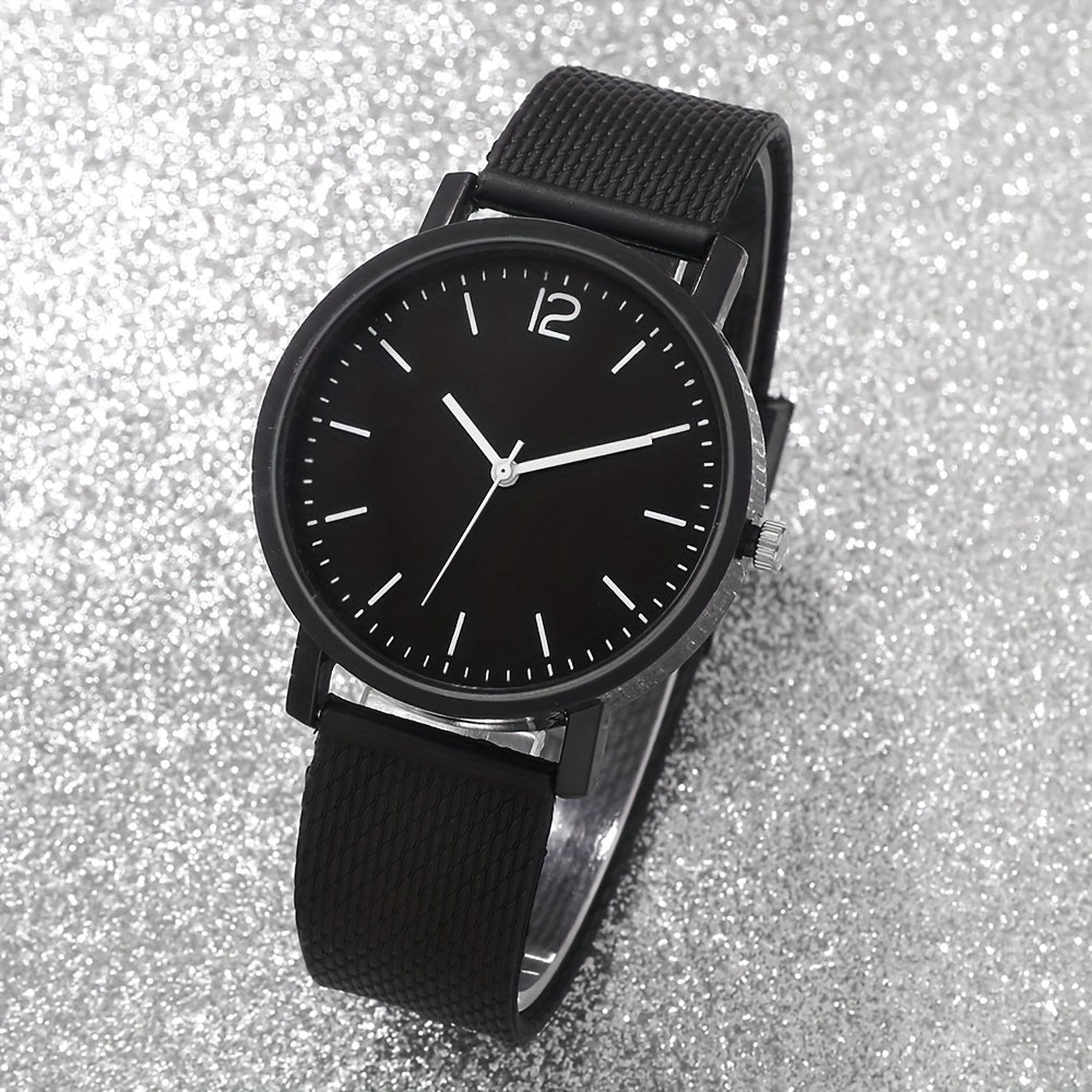 2pcs Unisex Simple Style Quartz Watch Set, Round Dial, Non-Waterproof