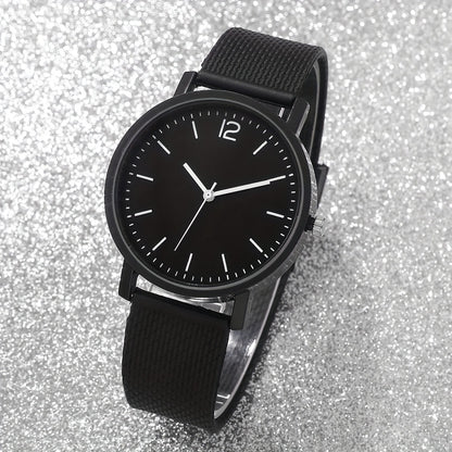 2pcs Unisex Simple Style Quartz Watch Set, Round Dial, Non-Waterproof