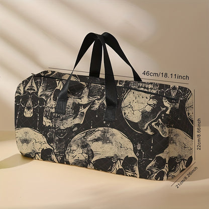 Large Capacity Skull Print Travel Duffle Bag - Lightweight Overnight Carry-On for Gym & Yoga, Versatile Mixed Colors Tote