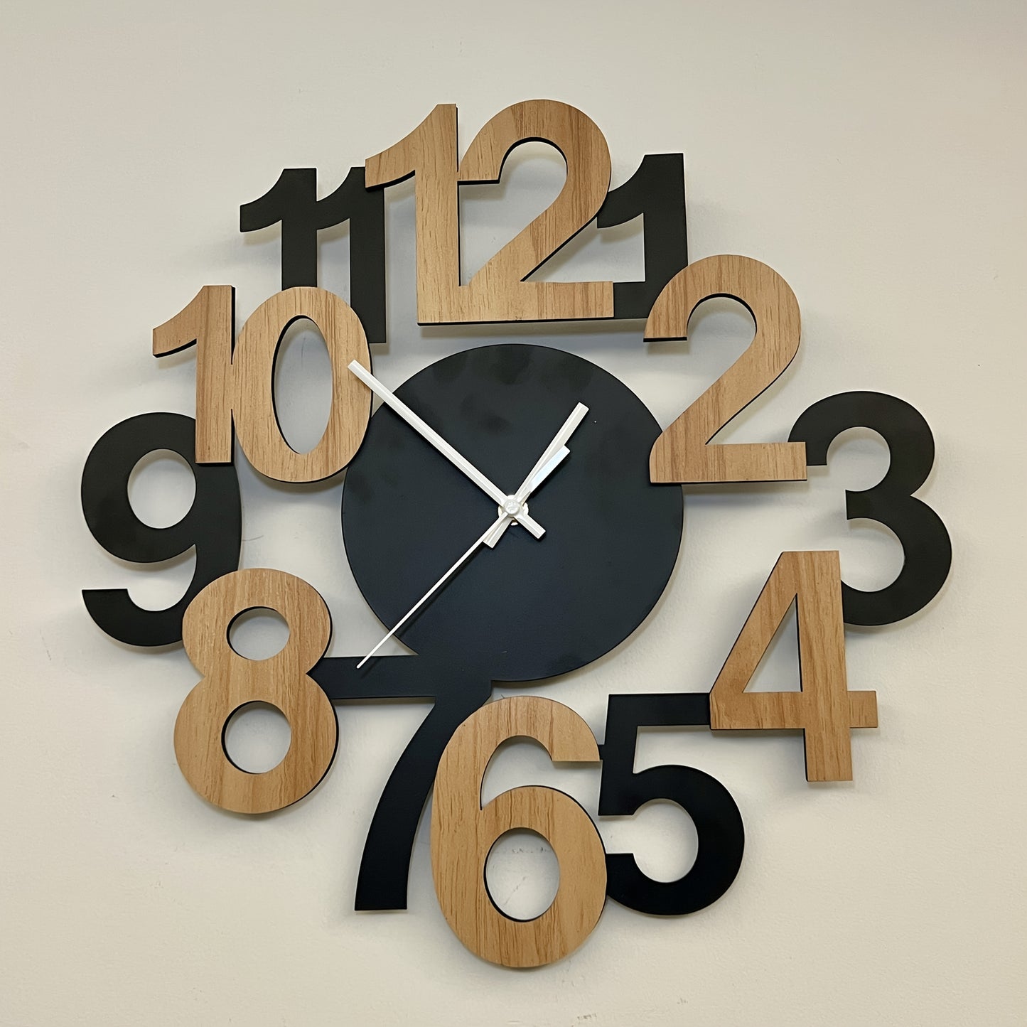1pc Modern Metal Wall Clock with Asymmetrical Digital Silhouette Design..