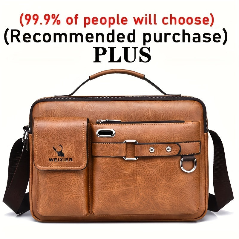 [WEIXIER] Men's PU Material Crossbody Bag - Portable, Business & Casual Style - For Men - Perfect Gift for Father's Day & Anniversaries