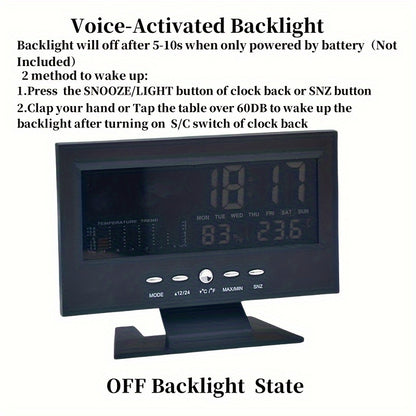 1pc Voice Control Digital Weather Clock