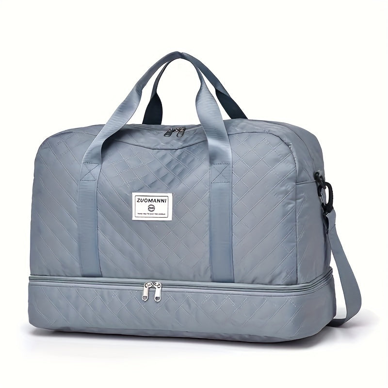 Large Capacity Luxury Duffel Bag – Versatile Shoulder & Crossbody Tote With Dual Side Pockets, Dry Wet Separation Pockets For Travel & Gym