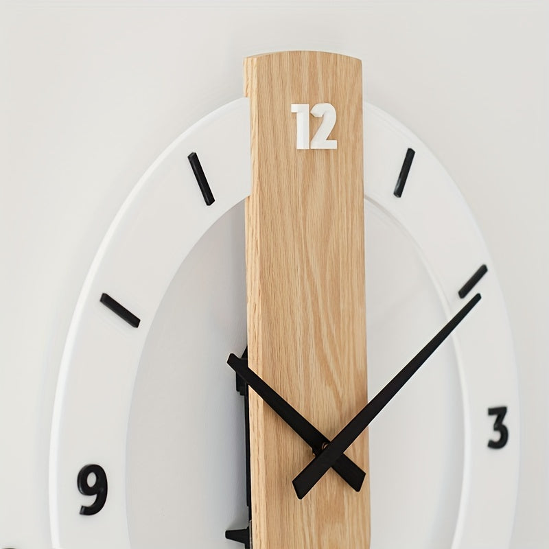 1pc Wooden Acrylic Pendulum Creative Wall Clock - Silent & Non-Drilling