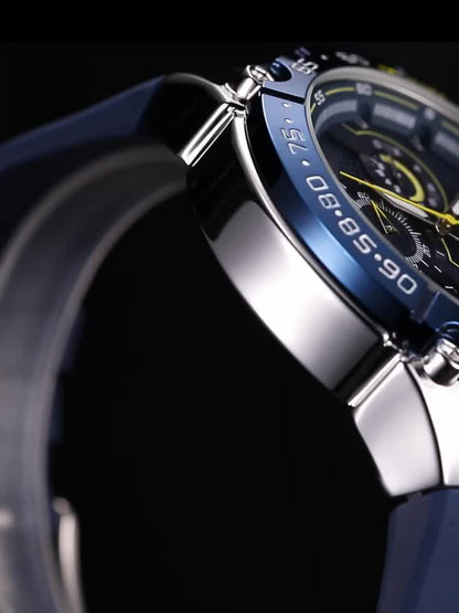 CHEETAH Luxury Quartz Sports Watch With Big Dial Chronograph And Auto Date Silicone Watchband For Men, Ideal choice for Gifts