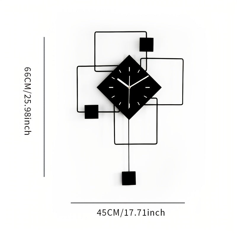 Modern Black Metal Geometric Wall Clock