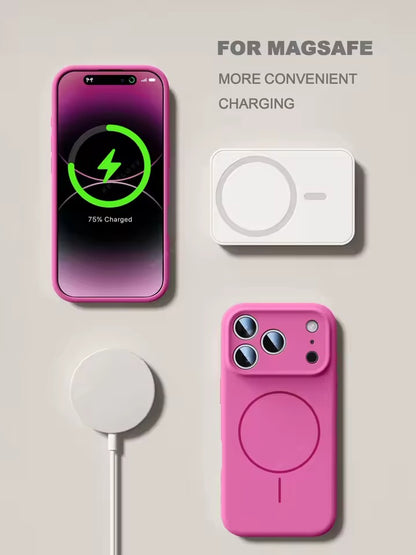 Magnetic Wrist Strap Liquid Silicone Phone Case For iPhone 17 Pro Max Magsafe Lanyard Cover - AX