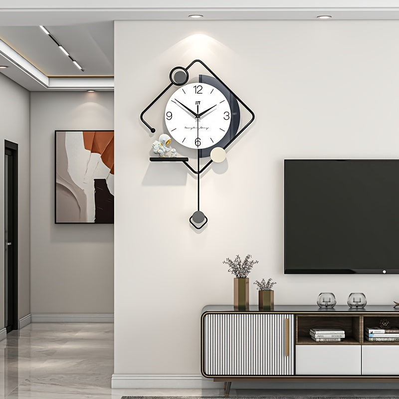 Creative Wall Clocks With Astronaut Ornament, Modern Metal Pendulum Wall Clock