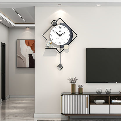 Creative Wall Clocks With Astronaut Ornament, Modern Metal Pendulum Wall Clock